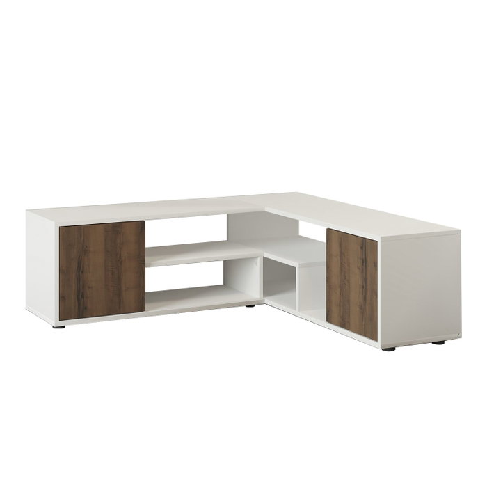Hanah Home Soporte para TV Blanco y Roble con múltiples estantes Hanah Home Soporte para TV Blanco y Roble con múltiples estantes